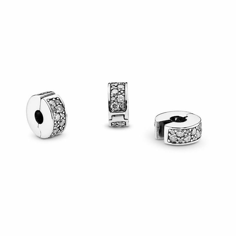 Pandora Clear Pavé Clip Charm Outlet NZ, Sterling Silver (762041-VBD)